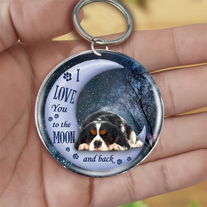 Cavalier King Charles Spaniel Moon Back-Round Resin Epoxy Metal Keychain