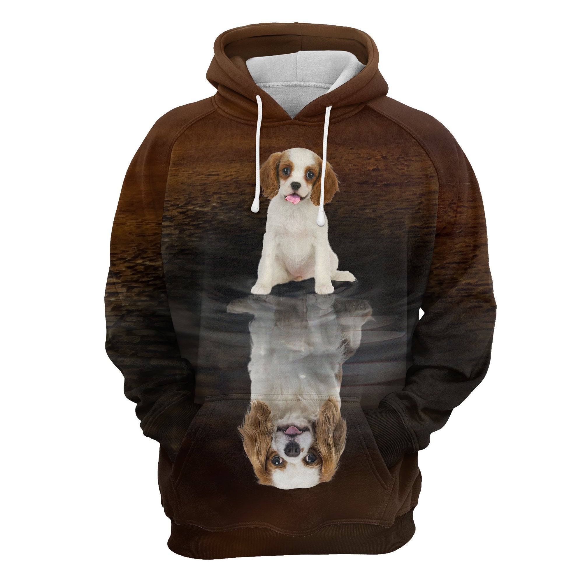 Cute Cavalier King Charles Spaniel Reflection All Over Hoodie