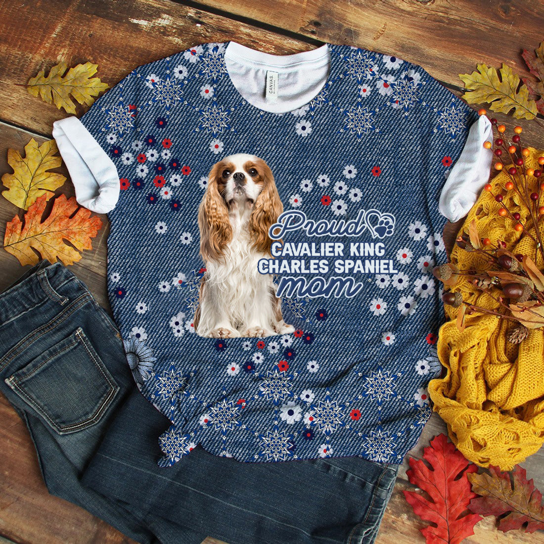 Cavalier King Charles Spaniel (2)-Pround Mom T-shirt