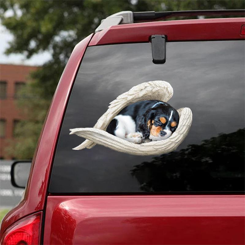 Cavalier King Charles Spaniel (2)-sleeping angel CAR STICKER