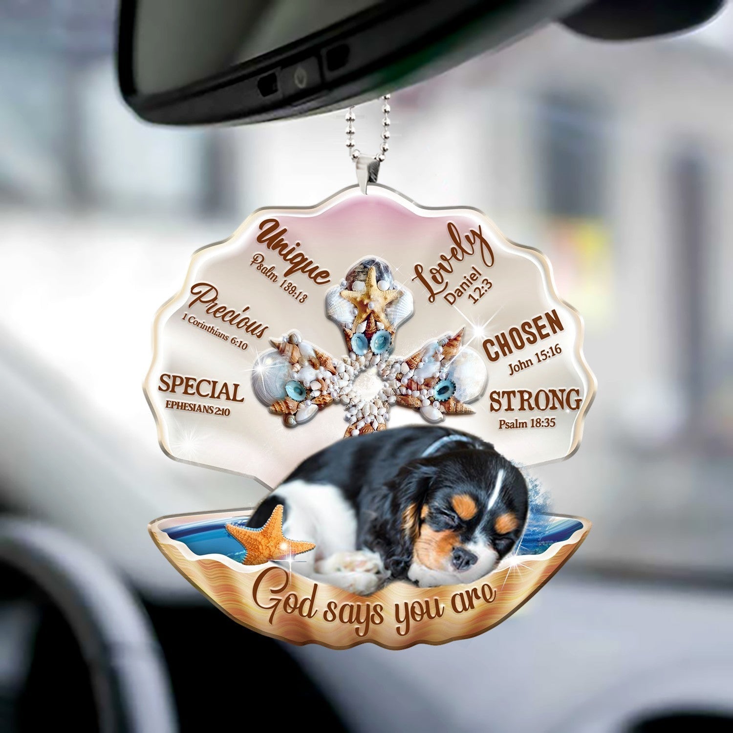 Cavalier King Charles Spaniel (2)-You Are Cross In Seashell-Two sides ornament