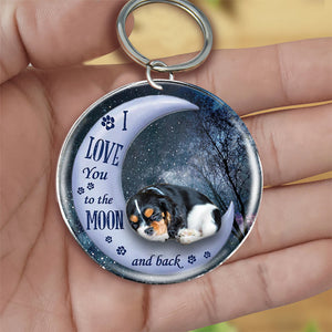 Cavalier King Charles Spaniel (2) Moon Back-Round Resin Epoxy Metal Keychain
