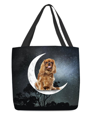 Cavalier King Charles Spaniel (3)-Sit On The Moon-Cloth Tote Bag