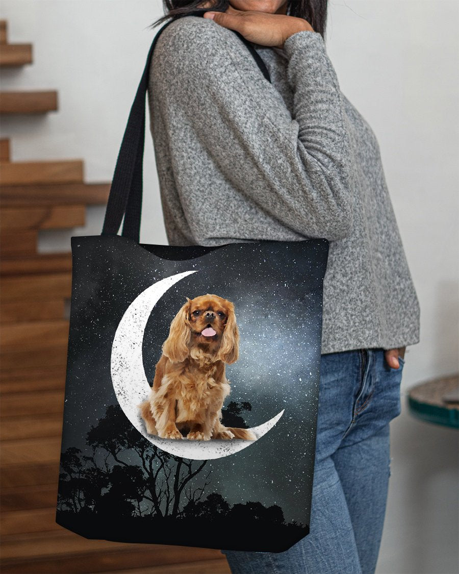 Cavalier King Charles Spaniel (3)-Sit On The Moon-Cloth Tote Bag