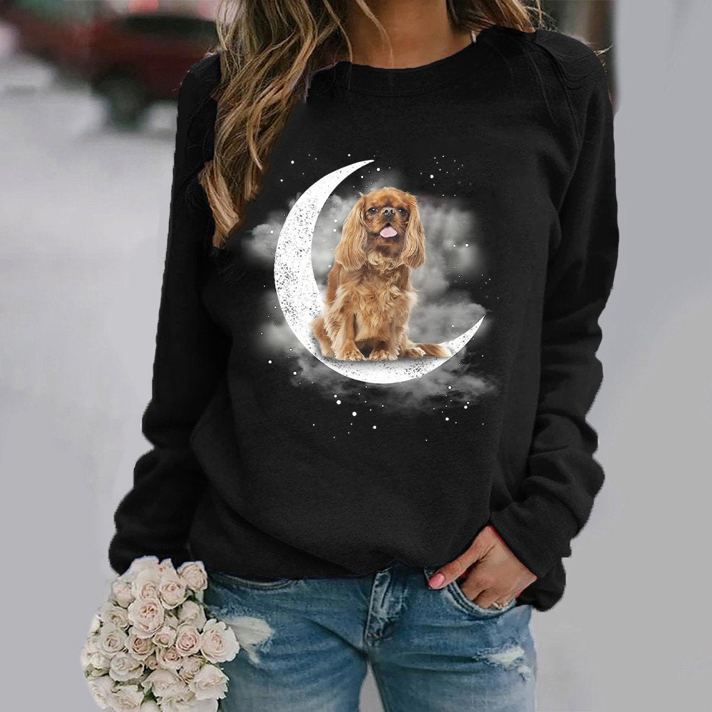 Cavalier King Charles Spaniel (3) -Sit On The Moon- Premium Sweatshirt