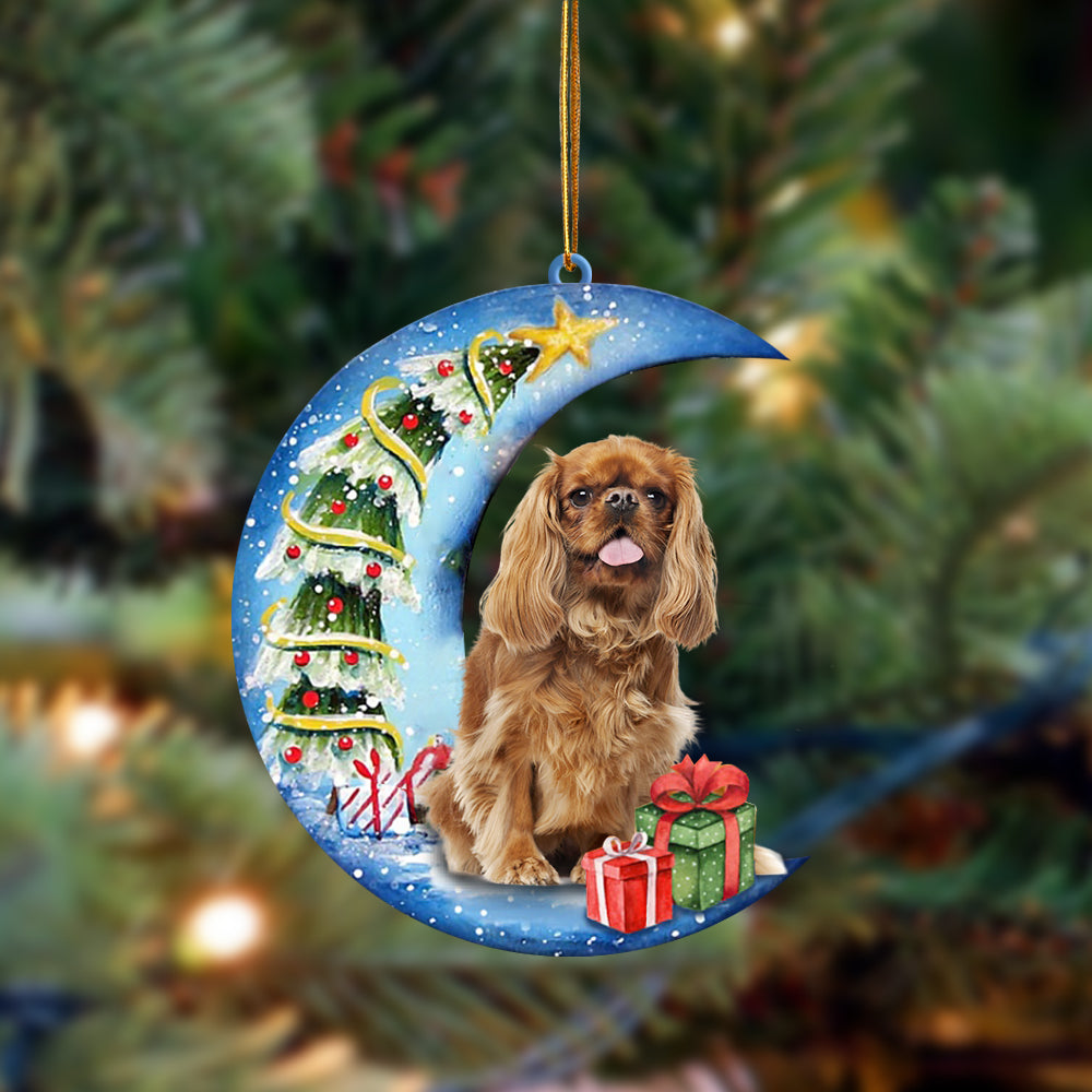 Cavalier King Charles Spaniel (3) Sit On The Blue Moon-Two Sided Ornament