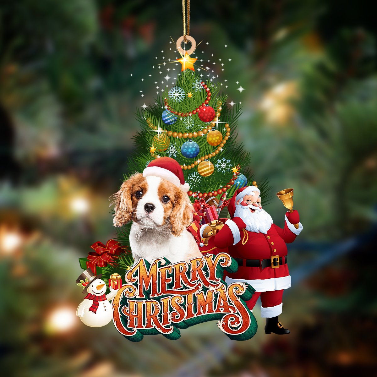 Cavalier King Charles spaniel 2-Christmas Tree&Dog Hanging Ornament