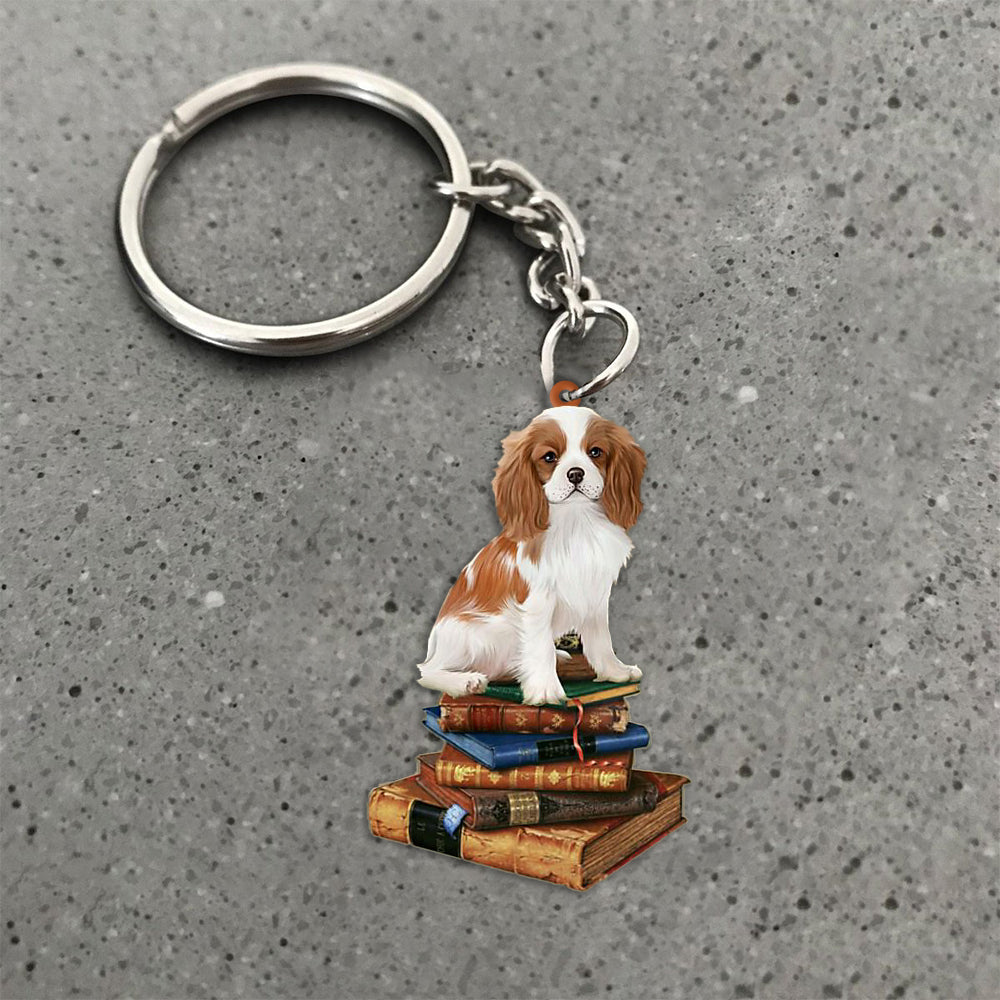 Cavalier Spaniel-Sit On The Book-Flat Acrylic Keychain