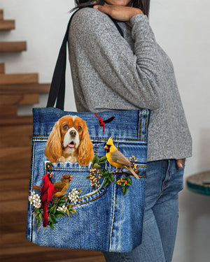 Cavalier king spaniel-Cardinal & Dog Cloth Tote Bag