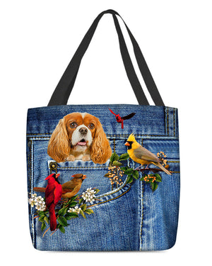 Cavalier king spaniel-Cardinal & Dog Cloth Tote Bag