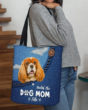 Cavalier King Spaniel-Dog Mom Life-Cloth Tote Bag