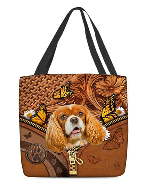 Cavalier King Spaniel Butterfly Daisy Cloth Tote Bag