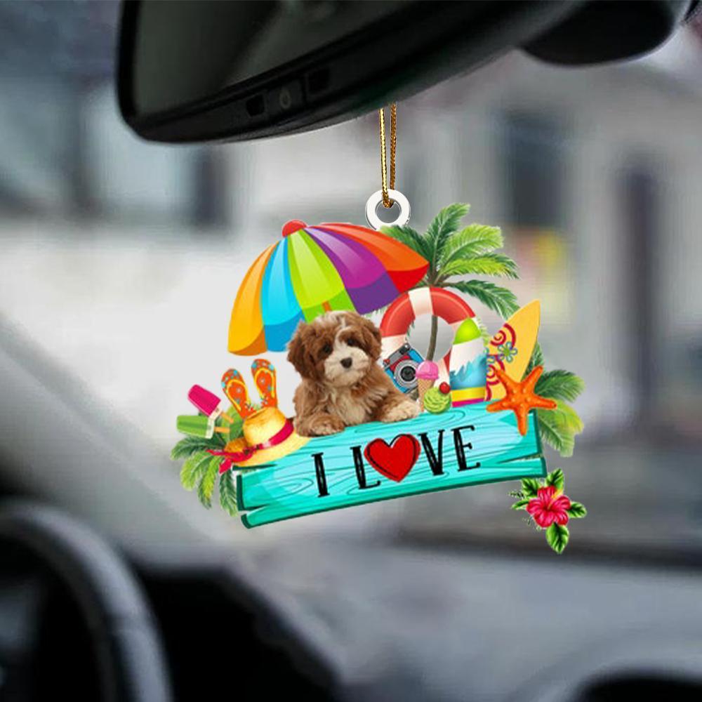 Cavapoo-I Love Summer-Two Sided Ornament