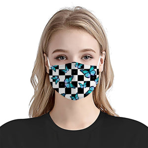 Checkerboard Butterfly Blue EZ07 0805 Face Mask