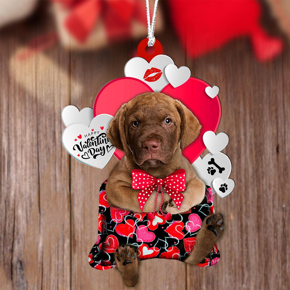 Chesapeake Bay Retriever Valentine's Day Sleeping Bag-Two Sides Ornament