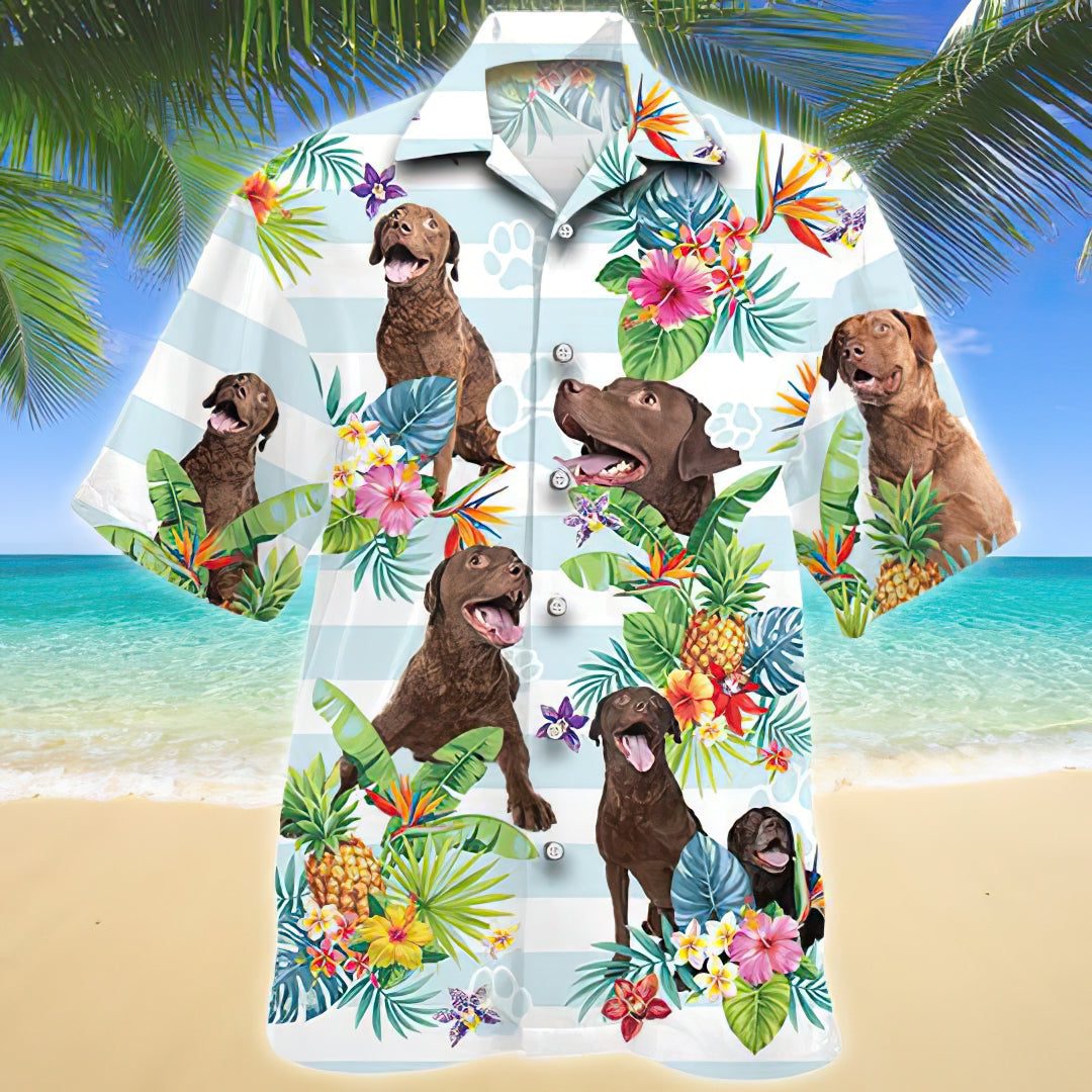 Chesapeake Bay Retriever Tropical Flower Hawaiian Shirt