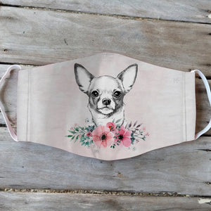 Chihuahua Dog Flower EZ01 2404 Face Mask