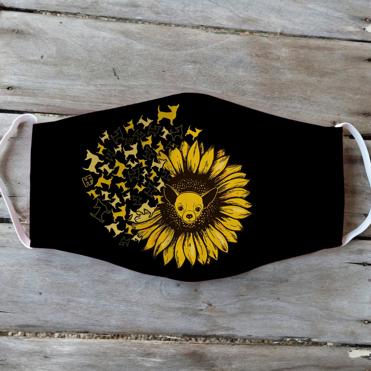 Chihuahua Dog Sunflower Leaf EZ01 2404 Face Mask