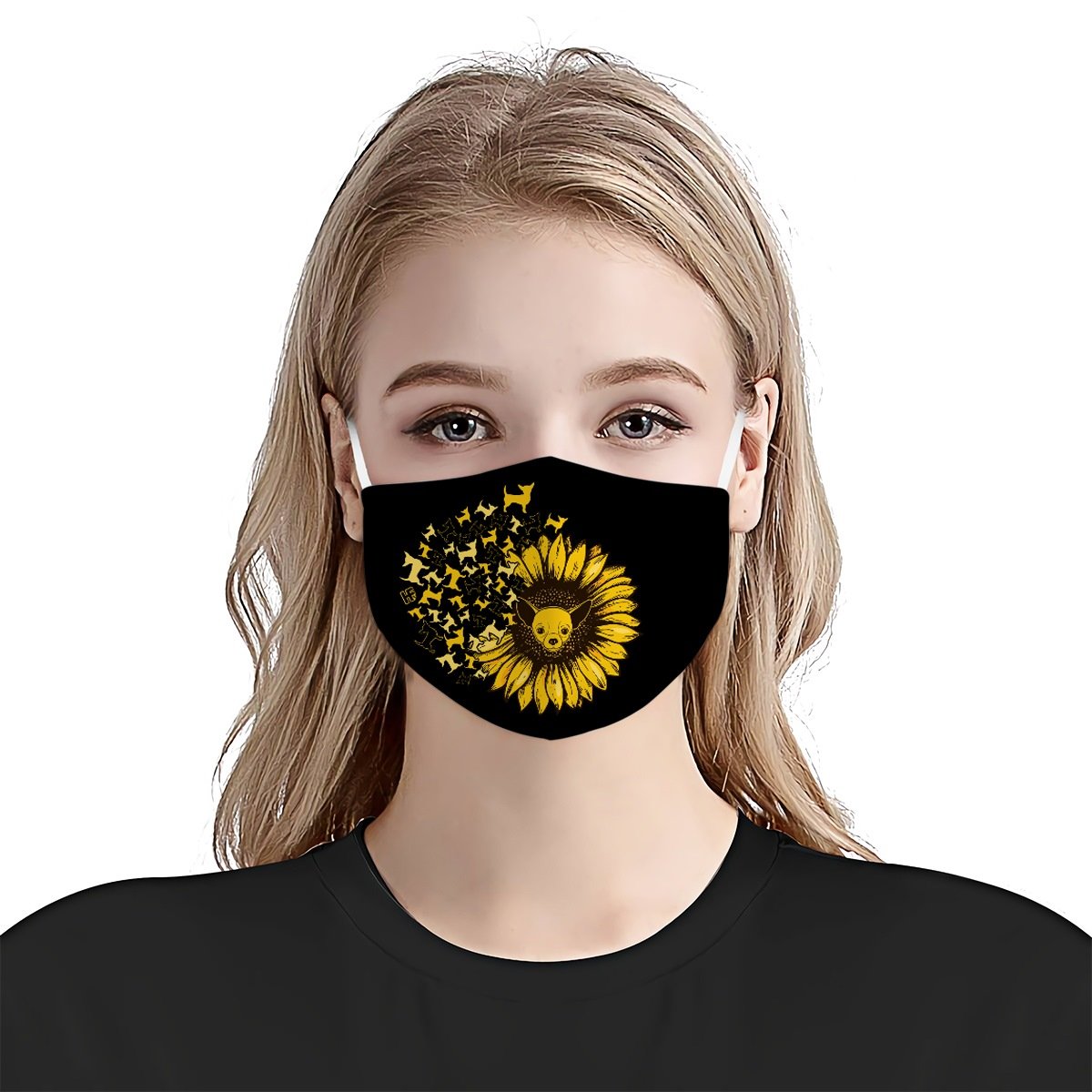 Chihuahua Dog Sunflower Leaf EZ01 2404 Face Mask