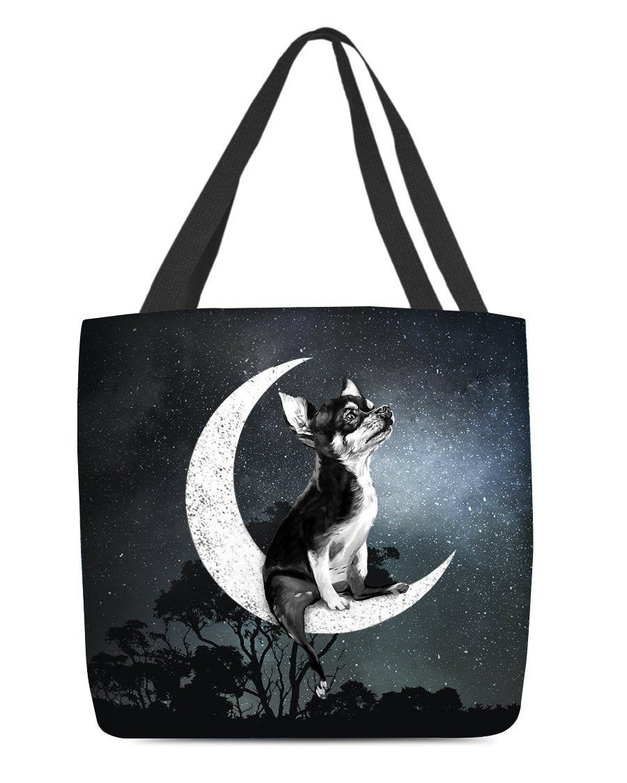 Chihuahua-Sit On The Moon-Cloth Tote Bag