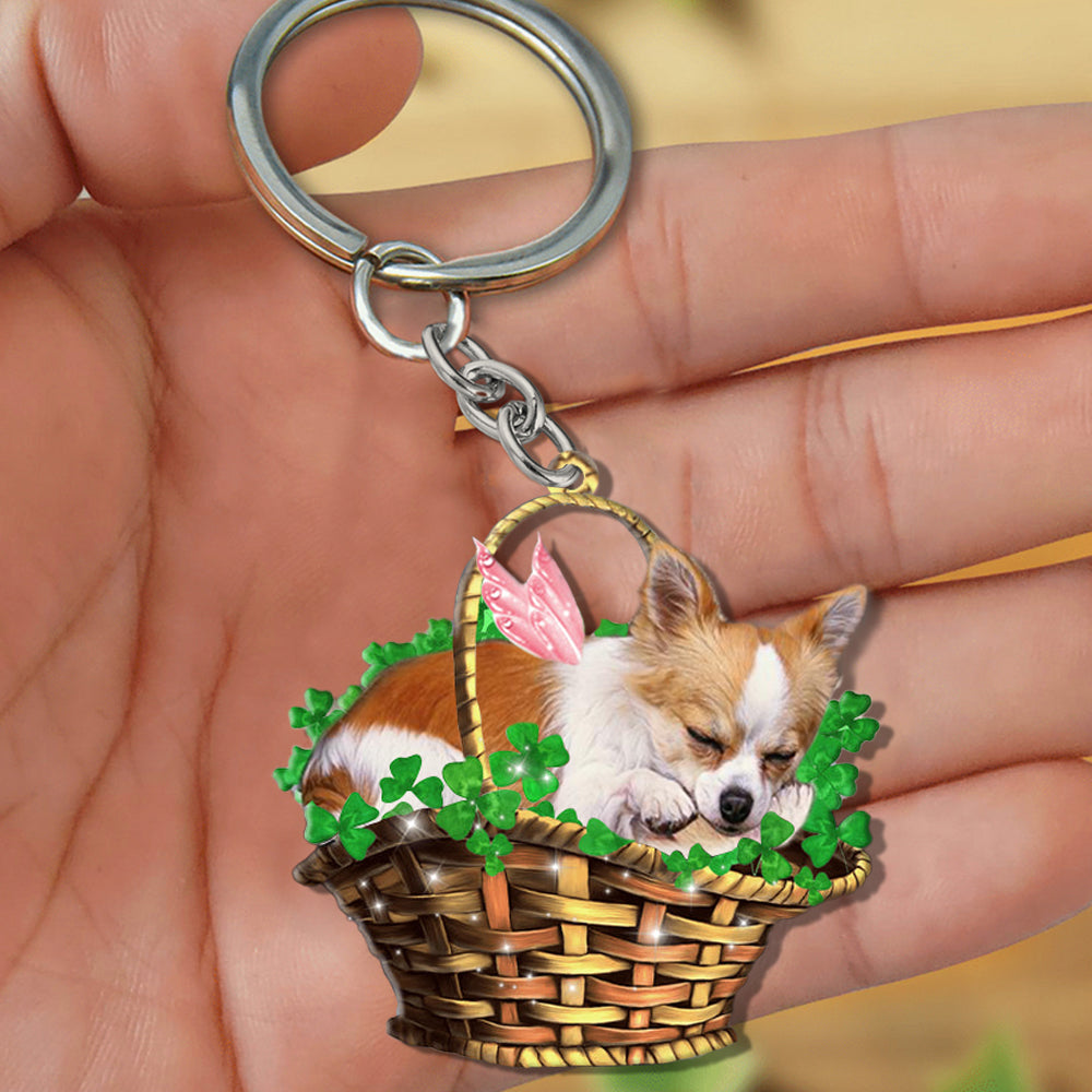 Chihuahua-Sleeping Lucky Fairy Flat Acrylic Keychain