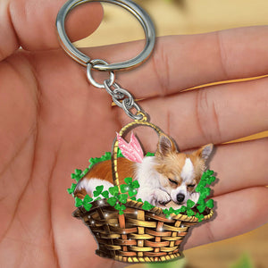 Chihuahua-Sleeping Lucky Fairy Flat Acrylic Keychain