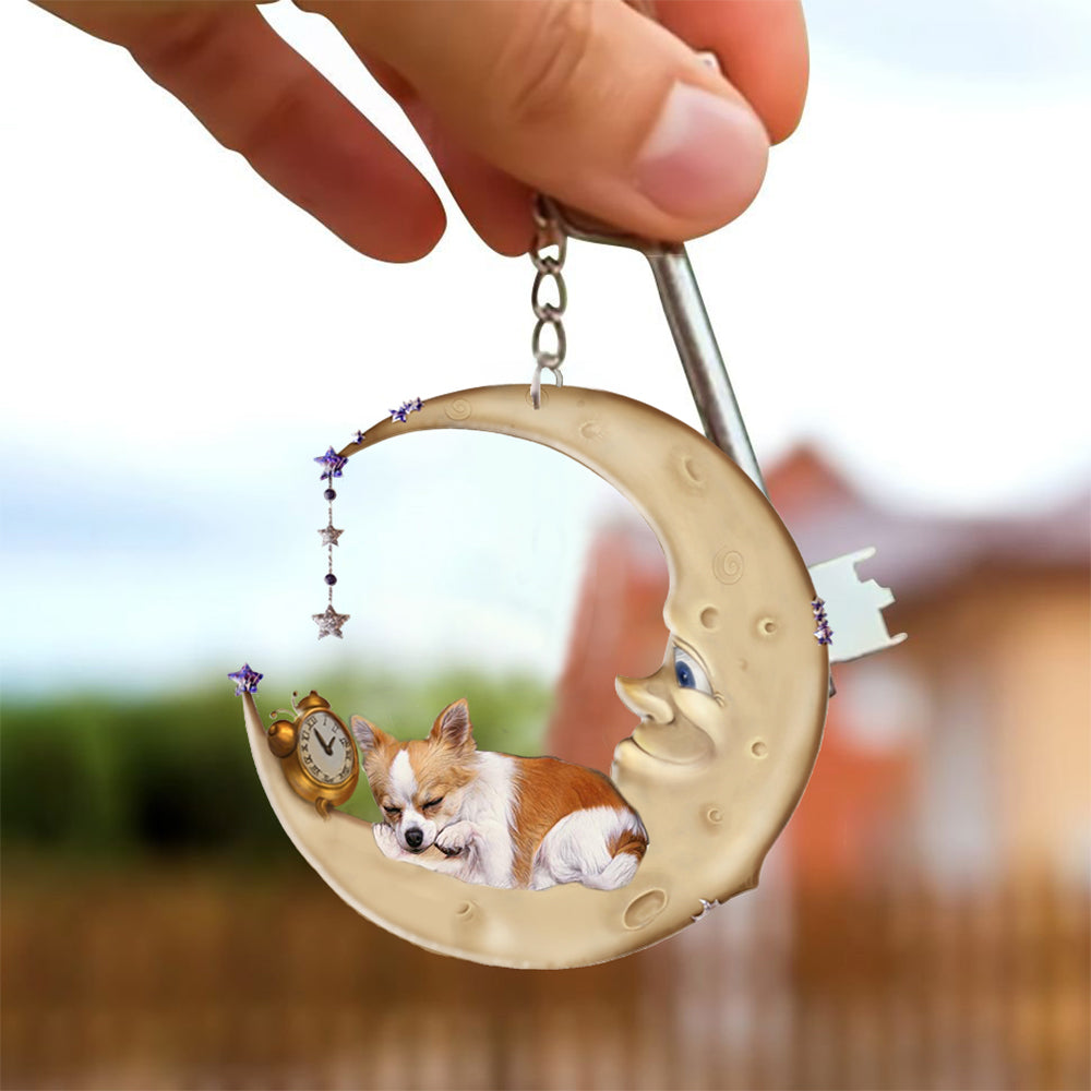 Chihuahua-Sleeping on the moon Keychain