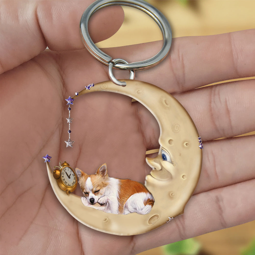 Chihuahua-Sleeping on the moon Keychain