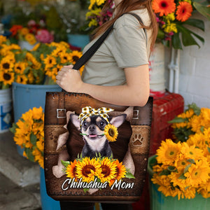 Chihuahua-Sunflower&Dog Mom Cloth Tote Bag