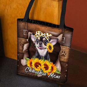 Chihuahua-Sunflower&Dog Mom Cloth Tote Bag