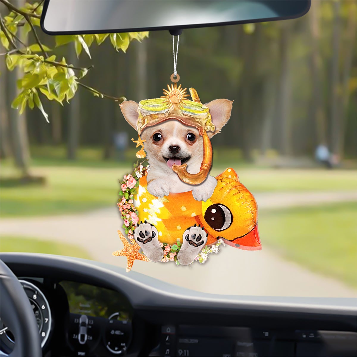 Chihuahua-Swimming Laps Two Sides Ornament