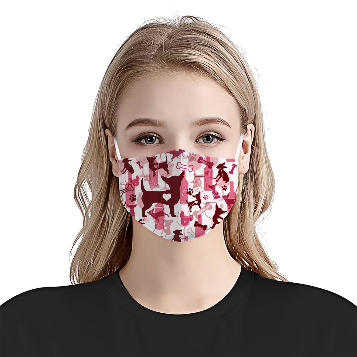 Chihuahua &amp; Wine Pattern EZ07 2707 Face Mask