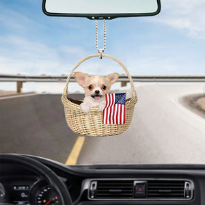 Chihuahua-With American Flag Two Sides Ornament