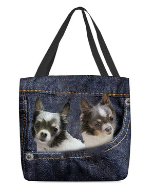 Chihuahua N2-Dark Denim-Cloth Tote Bag