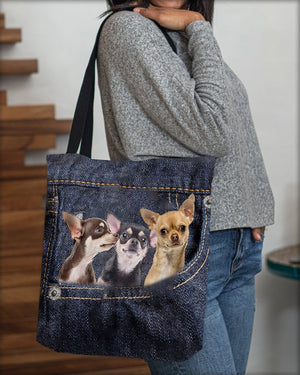 Chihuahua N3-Dark Denim-Cloth Tote Bag