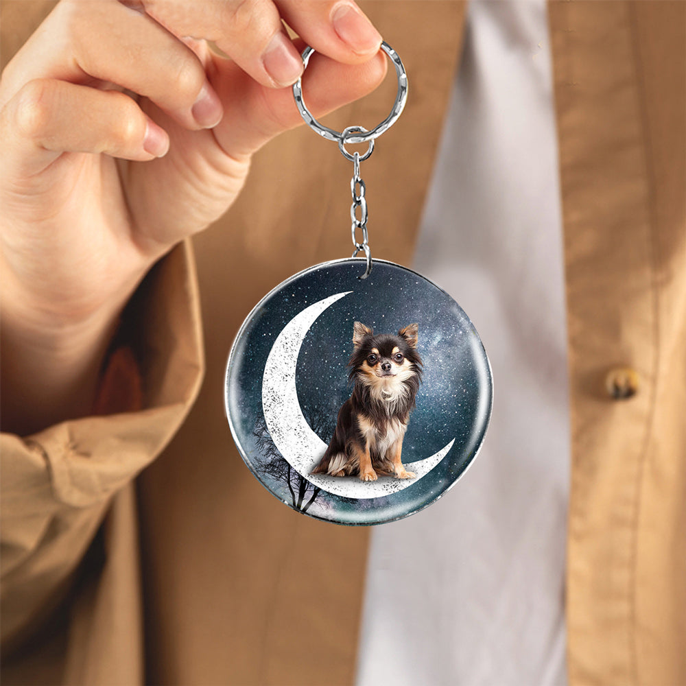 Chihuahua1-Stars and Moon-Round Resin Epoxy Metal Keychain