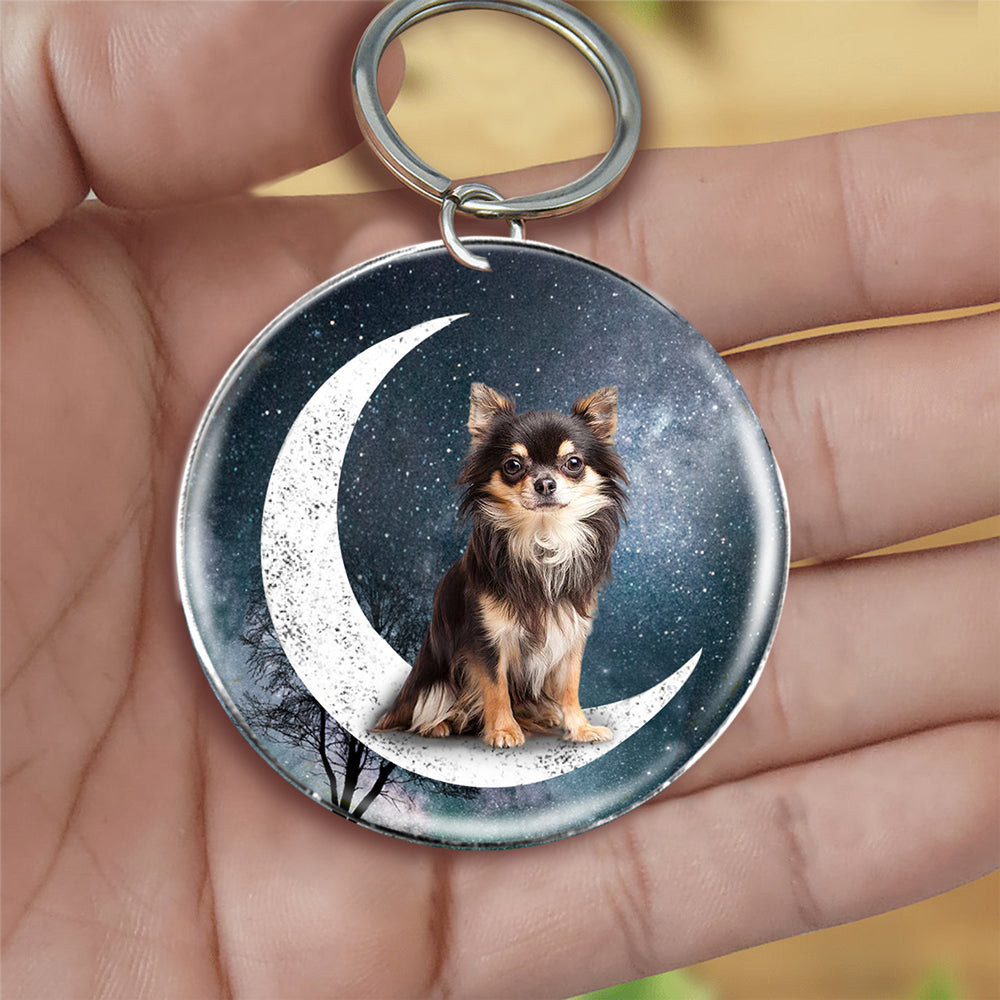 Chihuahua1-Stars and Moon-Round Resin Epoxy Metal Keychain