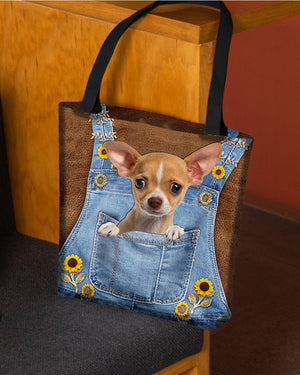 Chihuahua 1 And Sunflower-Cloth Tote Bag