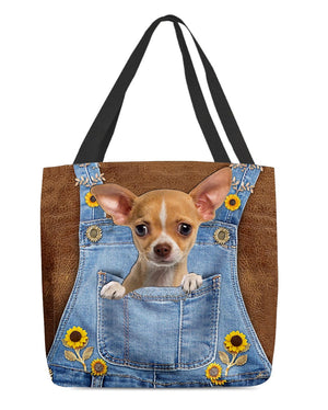 Chihuahua 1 And Sunflower-Cloth Tote Bag