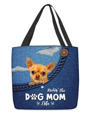 chihuahua1-Dog Mom Life-Cloth Tote Bag