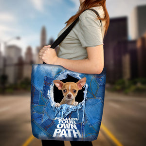 Chihuahua2 -Follow Your Own Path-Cloth Tote Bag