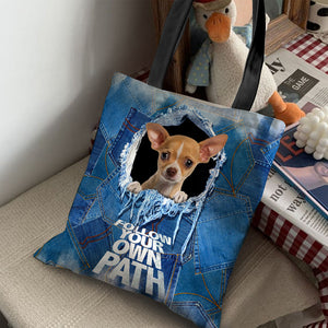 Chihuahua2 -Follow Your Own Path-Cloth Tote Bag