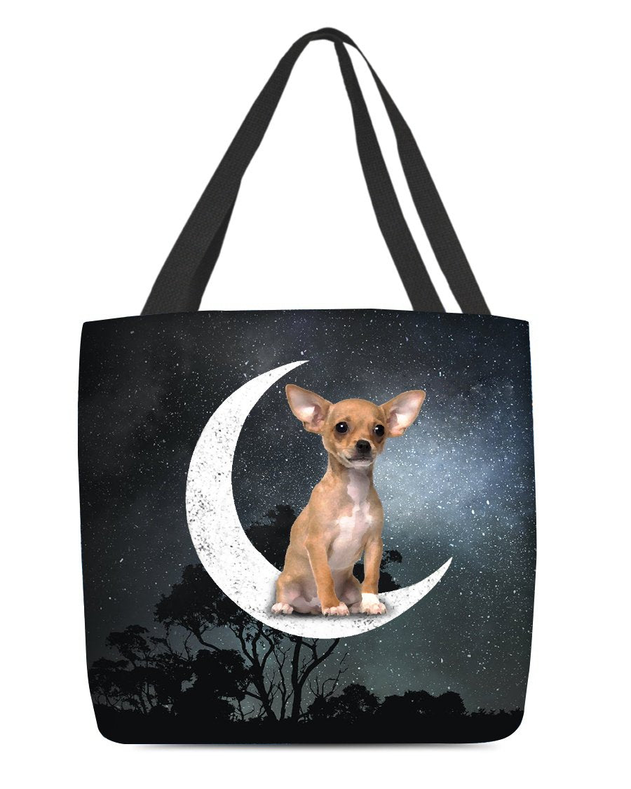 Chihuahua2-Sit On The Moon-Cloth Tote Bag