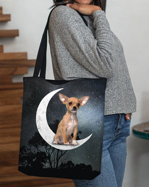 Chihuahua2-Sit On The Moon-Cloth Tote Bag