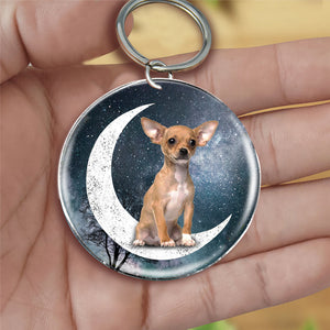 Chihuahua2-Stars and Moon-Round Resin Epoxy Metal Keychain