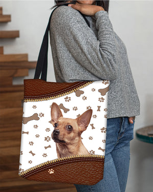 Chihuahua2-Zipper Texture-Cloth Tote Bag