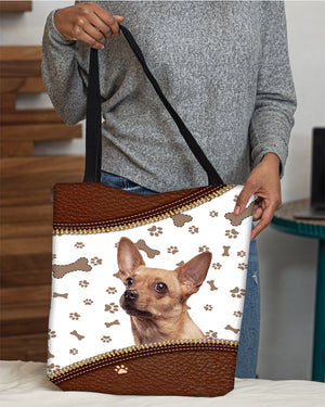 Chihuahua2-Zipper Texture-Cloth Tote Bag