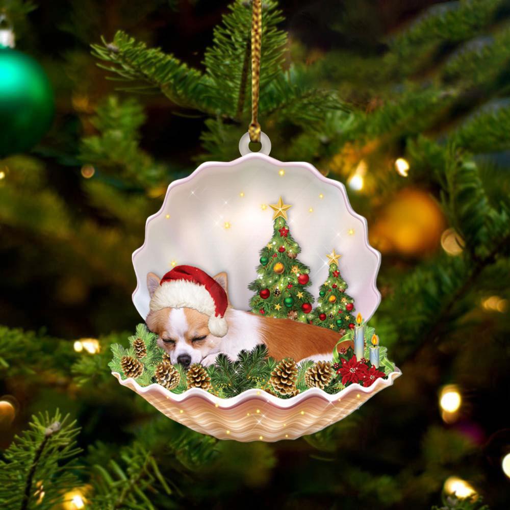 Chihuahua 2 Lie In Seashell Xmas-Two Sided Ornament