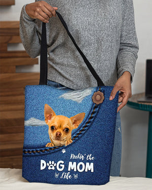 chihuahua1-Dog Mom Life-Cloth Tote Bag