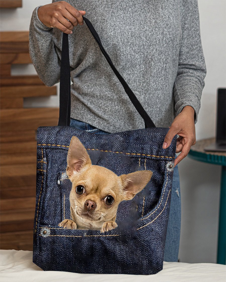 Chihuahua-Dark Denim-Cloth Tote Bag